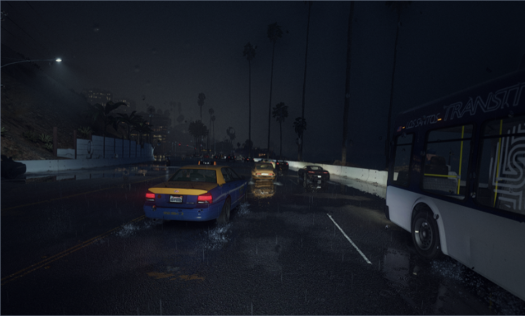 GTA On-Road Night Wet Road